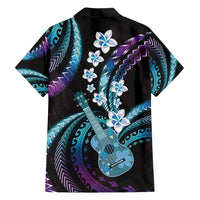 Hawaiian Ukulele Family Matching Summer Maxi Dress and Hawaiian Shirt Amethyst Gradient Fantastic Plumeria