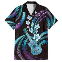 Hawaiian Ukulele Family Matching Tank Maxi Dress and Hawaiian Shirt Amethyst Gradient Fantastic Plumeria