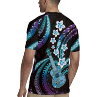 Hawaiian Ukulele Rugby Jersey Amethyst Gradient Fantastic Plumeria
