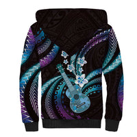 Hawaiian Ukulele Sherpa Hoodie Amethyst Gradient Fantastic Plumeria