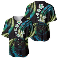 Hawaii Map Kanaka Maoli Baseball Jersey Fantastic Frangipani Chartreuse Cyan
