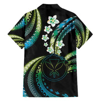 Hawaii Map Kanaka Maoli Family Matching Puletasi and Hawaiian Shirt Fantastic Frangipani Chartreuse Cyan