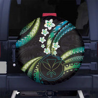 Hawaii Map Kanaka Maoli Spare Tire Cover Fantastic Frangipani Chartreuse Cyan