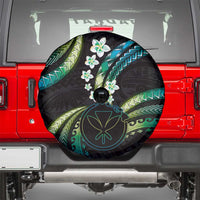 Hawaii Map Kanaka Maoli Spare Tire Cover Fantastic Frangipani Chartreuse Cyan