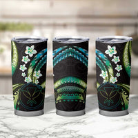 Hawaii Map Kanaka Maoli Tumbler Cup Fantastic Frangipani Chartreuse Cyan