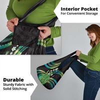 Hawaii King Kamehameha Grocery Bag Fantastic Plumeria Chartreuse Cyan