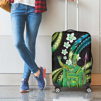Hawaii King Kamehameha Luggage Cover Fantastic Plumeria Chartreuse Cyan