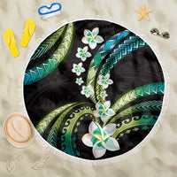 Hawaii Plumeria Beach Blanket Chartreuse Cyan Polynesian Pattern LT01 One Size 150cm Cyan - Polynesian Pride