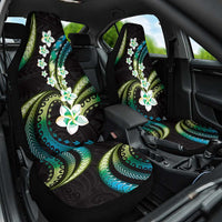 Hawaii Plumeria Car Seat Cover Chartreuse Cyan Polynesian Pattern