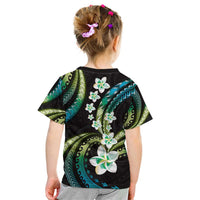 Hawaii Plumeria Kid T Shirt Chartreuse Cyan Polynesian Pattern LT01 - Polynesian Pride