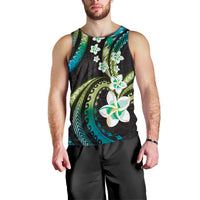 Hawaii Plumeria Men Tank Top Chartreuse Cyan Polynesian Pattern LT01 - Polynesian Pride