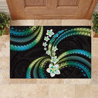 Hawaii Plumeria Rubber Doormat Chartreuse Cyan Polynesian Pattern LT01 Cyan - Polynesian Pride