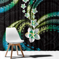 Hawaii Plumeria Window Curtain Chartreuse Cyan Polynesian Pattern LT01 - Polynesian Pride