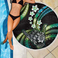 Hawaii Shaka Sign Beach Blanket Fantastic Frangipani Chartreuse Cyan LT01 - Polynesian Pride