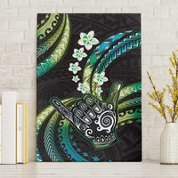 Hawaii Shaka Sign Canvas Wall Art Fantastic Frangipani Chartreuse Cyan LT01 Without Frame Cyan - Polynesian Pride