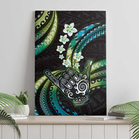 Hawaii Shaka Sign Canvas Wall Art Fantastic Frangipani Chartreuse Cyan LT01 - Polynesian Pride