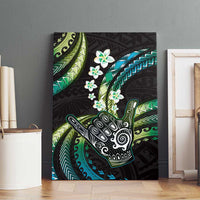Hawaii Shaka Sign Canvas Wall Art Fantastic Frangipani Chartreuse Cyan LT01 - Polynesian Pride