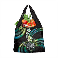 Hawaii Shaka Sign Grocery Bag Fantastic Frangipani Chartreuse Cyan LT01 1-pack One Size Cyan - Polynesian Pride