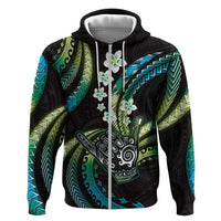 Hawaii Shaka Sign Hoodie Fantastic Frangipani Chartreuse Cyan