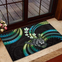 Hawaii Shaka Sign Rubber Doormat Fantastic Frangipani Chartreuse Cyan LT01 - Polynesian Pride