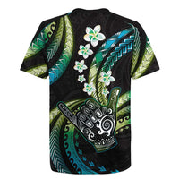 Hawaii Shaka Sign Rugby Jersey Fantastic Frangipani Chartreuse Cyan