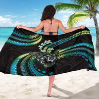 Hawaii Shaka Sign Sarong Fantastic Frangipani Chartreuse Cyan
