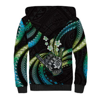 Hawaii Shaka Sign Sherpa Hoodie Fantastic Frangipani Chartreuse Cyan LT01 - Polynesian Pride