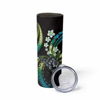 Hawaii Shaka Sign Skinny Tumbler Fantastic Frangipani Chartreuse Cyan