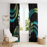 Hawaii Shaka Sign Window Curtain Fantastic Frangipani Chartreuse Cyan LT01 - Polynesian Pride