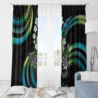 Hawaii Shaka Sign Window Curtain Fantastic Frangipani Chartreuse Cyan LT01 - Polynesian Pride