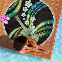 Hawaiian Ukulele Beach Blanket Chartreuse Cyan Fantastic Plumeria