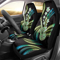 Hawaiian Ukulele Car Seat Cover Chartreuse Cyan Fantastic Plumeria
