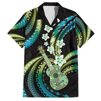 Hawaiian Ukulele Hawaiian Shirt Chartreuse Cyan Fantastic Plumeria