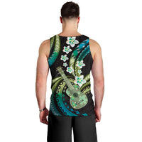 Hawaiian Ukulele Men Tank Top Chartreuse Cyan Fantastic Plumeria LT01 - Polynesian Pride