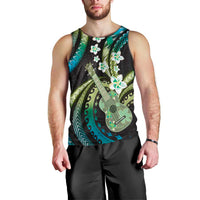 Hawaiian Ukulele Men Tank Top Chartreuse Cyan Fantastic Plumeria LT01 - Polynesian Pride