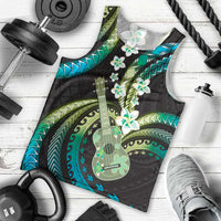 Hawaiian Ukulele Men Tank Top Chartreuse Cyan Fantastic Plumeria LT01 - Polynesian Pride