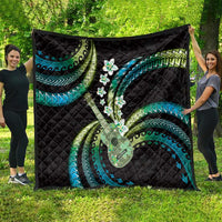 Hawaiian Ukulele Quilt Chartreuse Cyan Fantastic Plumeria