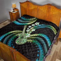 Hawaiian Ukulele Quilt Chartreuse Cyan Fantastic Plumeria