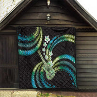 Hawaiian Ukulele Quilt Chartreuse Cyan Fantastic Plumeria