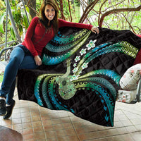 Hawaiian Ukulele Quilt Chartreuse Cyan Fantastic Plumeria