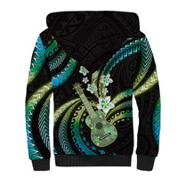 Hawaiian Ukulele Sherpa Hoodie Chartreuse Cyan Fantastic Plumeria LT01 - Polynesian Pride