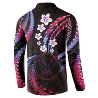 Hawaii Map Kanaka Maoli Button Sweatshirt Fantastic Frangipani Sweet Dream LT01 - Polynesian Pride