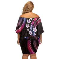 Hawaii Map Kanaka Maoli Off Shoulder Short Dress Fantastic Frangipani Sweet Dream