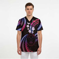 Hawaii Map Kanaka Maoli Scrub Top Fantastic Frangipani Sweet Dream - Polynesian Pride