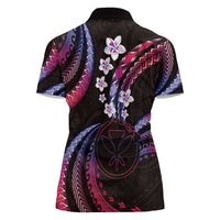 Hawaii Map Kanaka Maoli Women Polo Shirt Fantastic Frangipani Sweet Dream