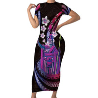Hawaii King Kamehameha Family Matching Short Sleeve Bodycon Dress and Hawaiian Shirt Fantastic Plumeria Sweet Vibes