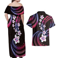 Hawaii Plumeria Couples Matching Off Shoulder Maxi Dress and Hawaiian Shirt Sweet Gradient Polynesian Pattern LT01 - Polynesian Pride