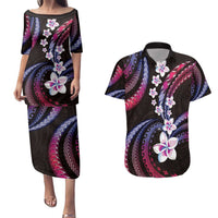 Hawaii Plumeria Couples Matching Puletasi and Hawaiian Shirt Sweet Gradient Polynesian Pattern LT01 Pink - Polynesian Pride
