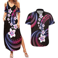 Hawaii Plumeria Couples Matching Summer Maxi Dress and Hawaiian Shirt Sweet Gradient Polynesian Pattern LT01 Pink - Polynesian Pride