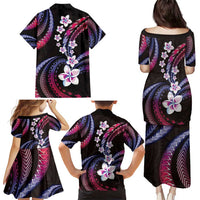 Hawaii Plumeria Family Matching Puletasi and Hawaiian Shirt Sweet Gradient Polynesian Pattern